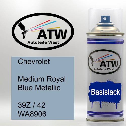 Chevrolet, Medium Royal Blue Metallic, 39Z / 42 WA8906: 400ml Sprühdose, von ATW Autoteile West.